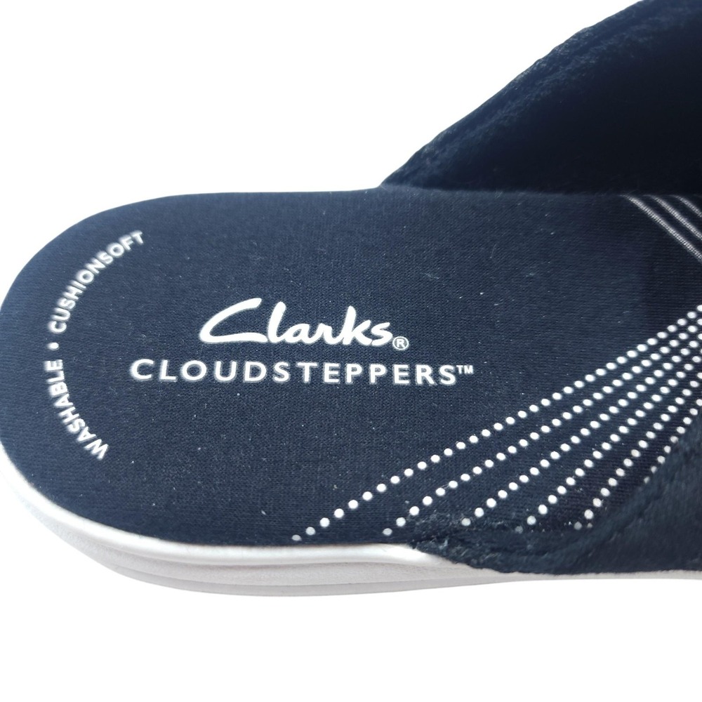 Clarks Cloudsteppers Mule Shoes Womens Size 10 Black Floral Slip On Comfort - Picture 4 of 8